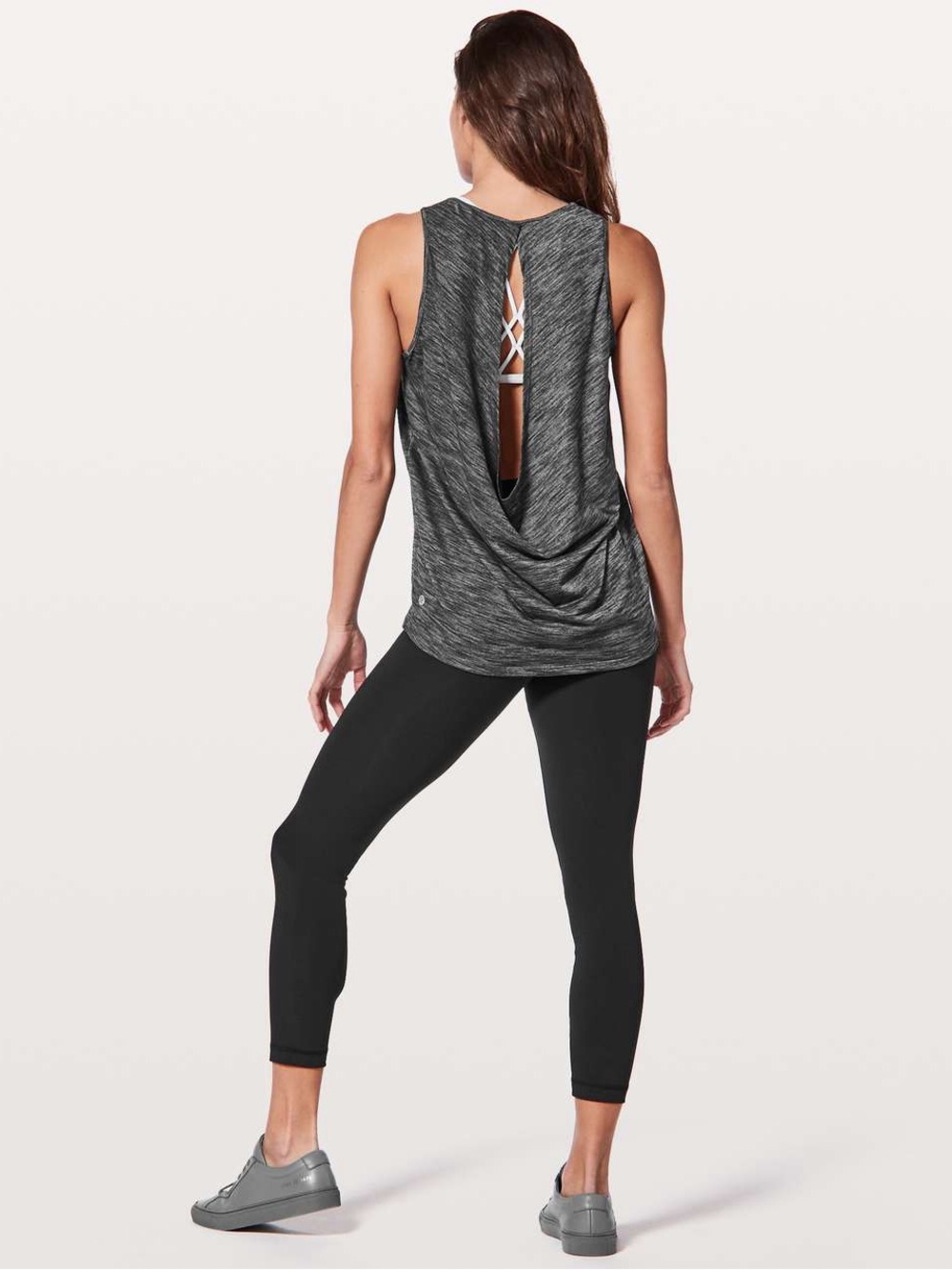Lululemon low key top tank open back silver grey heathered black